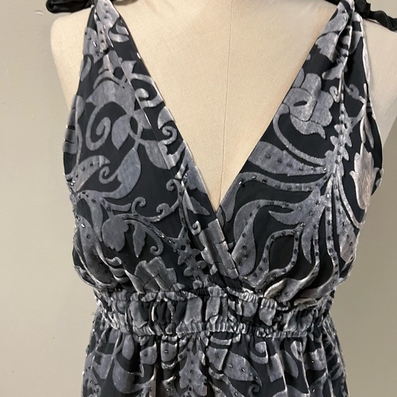 Hale Bob vintage burnt out velvet and silk halter top with beading size small - Picture 3 of 7